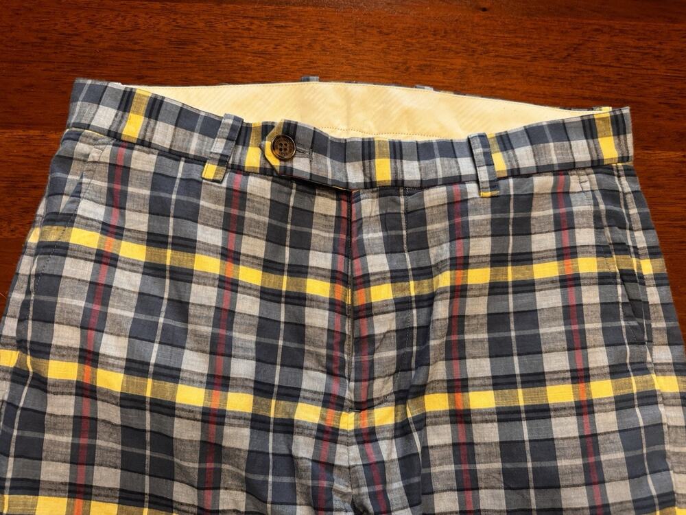 Brooks Brothers Indian Madras Pants Blue Plaid 32x32 Preppy College Professor